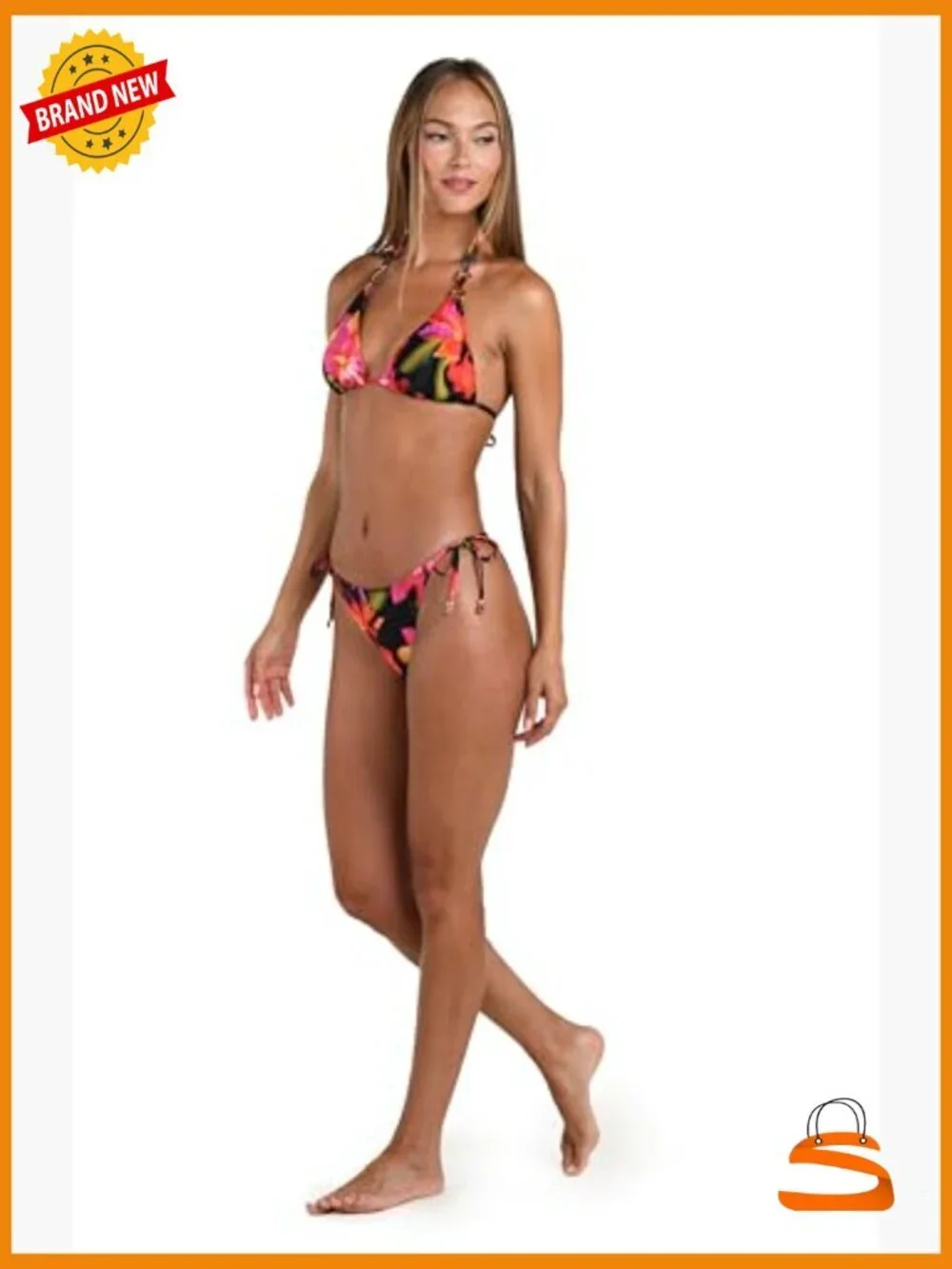 Adjustable Triangle Bikini Top with Removable Cups, Size 4